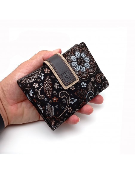 Monedero Billetero de Piel para Mujer Pequeño, GUILLERMINA marrón diseño