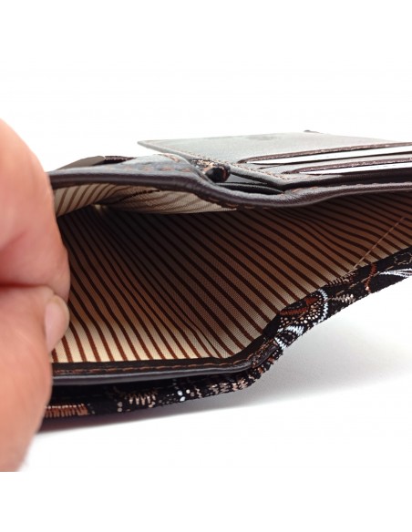 Monedero Billetero de Piel para Mujer Pequeño, GUILLERMINA marrón compartimiento para billetes