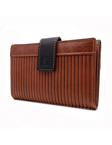 Monedero Billetera en Piel Para Mujer Tamaño Mediano, PANA marron