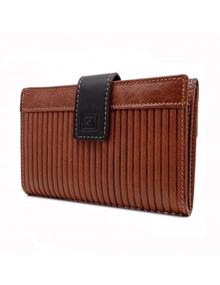 Monedero Billetera en Piel Para Mujer Tamaño Mediano, PANA marron