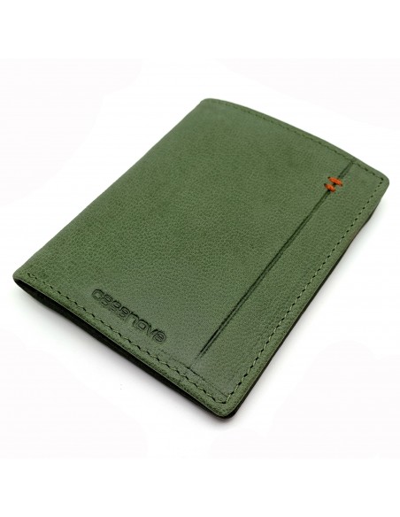 Mini/Cartera tarjetero de piel para hombre CALIFORNIA verde