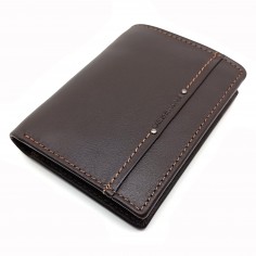 Cartera con monedero exterior piel para hombre COSTURA marrón