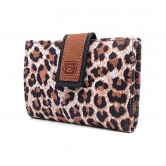 Cartera de piel para Mujer Pequeña con Monedero interior, LEOPARDO