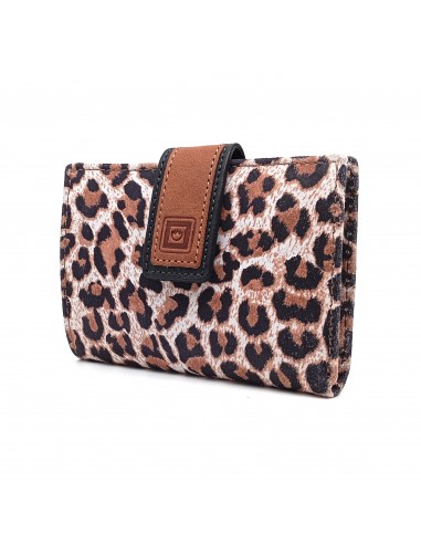 Cartera de piel para Mujer Pequeña con Monedero interior, LEOPARDO marron