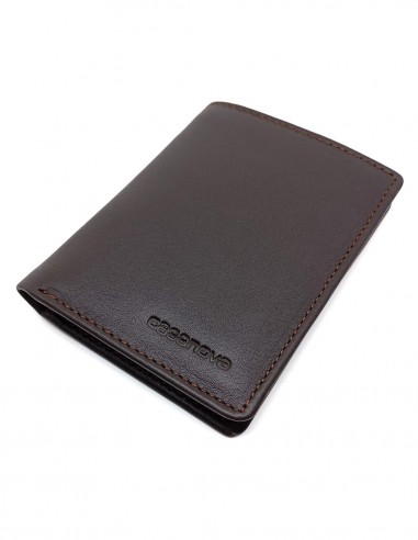Mini/Cartera tarjetero de piel para hombre CLASSIC marron