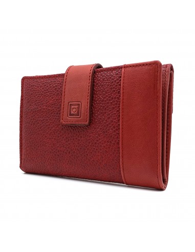 Monedero Billetera en Piel Para Mujer Tamaño Mediano, TIKA burdeos