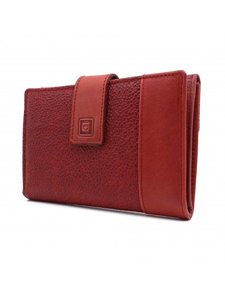 Monedero Billetera en Piel Para Mujer Tamaño Mediano, TIKA burdeos