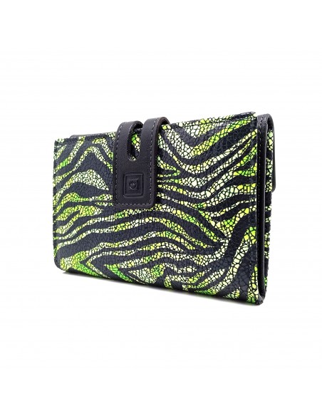 Monedero Billetera en Piel Para Mujer Tamaño Mediano, BENITO verde