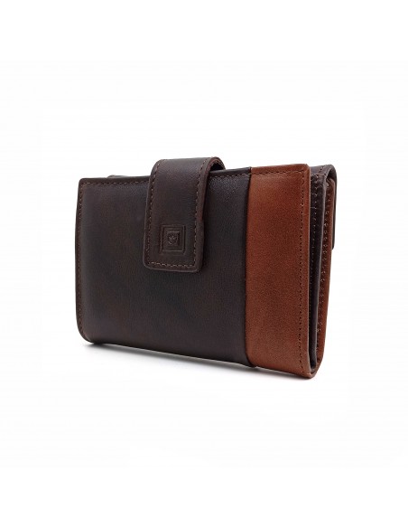 Monedero Billetero de Piel para Mujer Pequeño, BILBAO marron