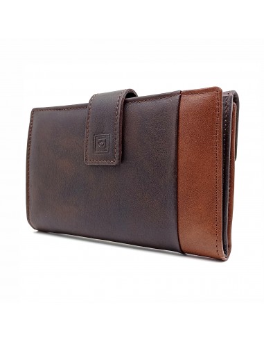 Monedero billetero de piel para mujer grande, BILBAO marron