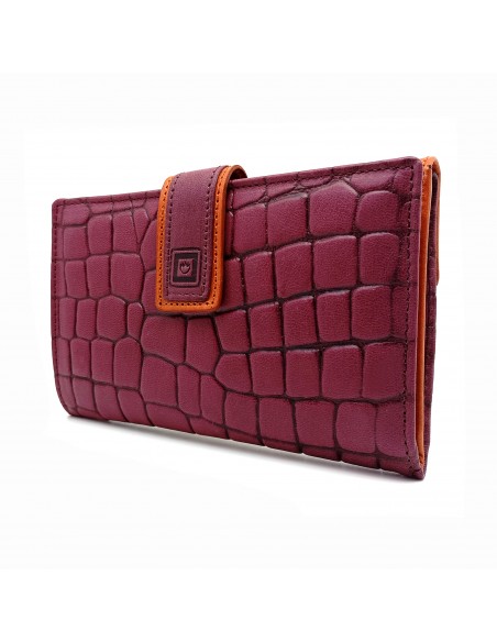 Monedero billetero de piel para mujer grande, COCO morado