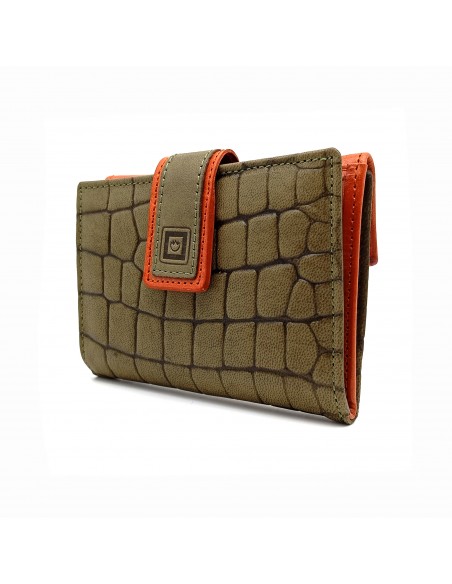 Monedero Billetero de Piel para Mujer Pequeño, COCO kaki