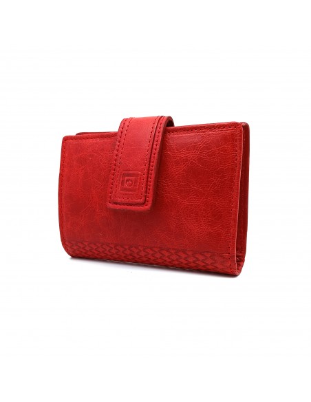 Cartera de piel para Mujer Pequeña con Monedero interior, TOLEDO rojo