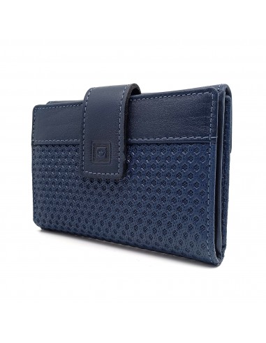 Monedero Billetero de Piel para Mujer Pequeño, HUELVA azul