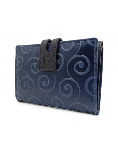 Monedero Billetera en Piel Para Mujer Tamaño Mediano, CORDOBA azul