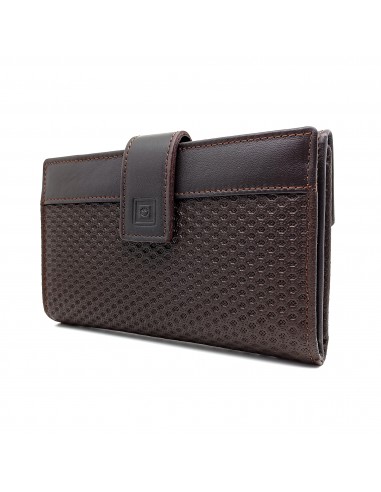 Monedero billetero de piel para mujer grande, ALMERIA marron