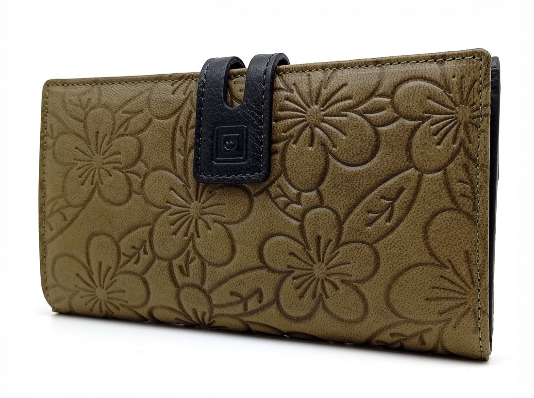 Monedero Billetera de Piel para Mujer Tamaño Grande, HORTENSIA