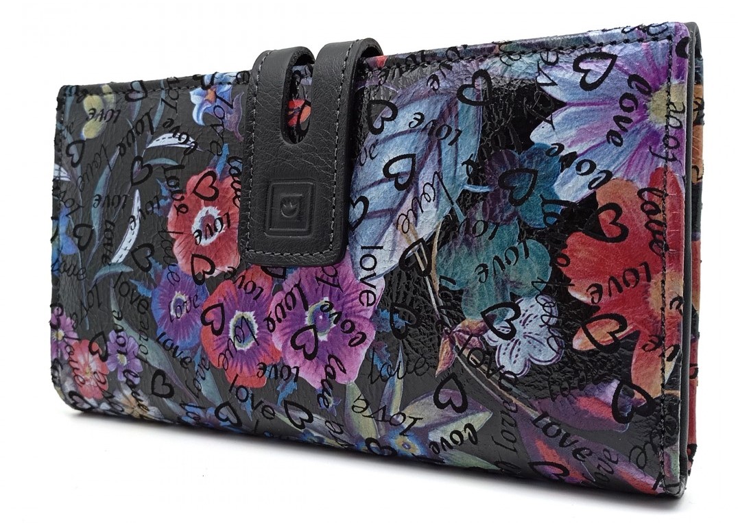 Monedero billetero de piel para mujer grande CORAFLOR negro